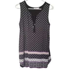 𝅺RICKI'S Black White Purple Tank Top Blouse Medium